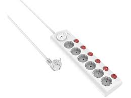 Multiprise 6 prises avec interrupteur blanche - 4.0 m