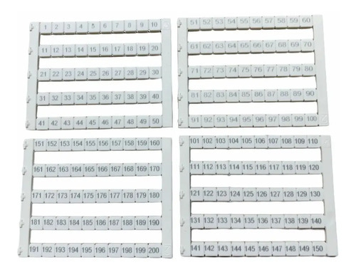 100 Marqueur de borne, 5x5mm, pas en mm ( p ) : bte de 500 / chiffre 51 a 100